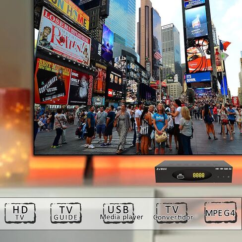 صندوق محول رقمي ZJBOX للتلفزيون، صندوق موالف تلفزيون 1080 بكسل مع مخرج HDMI، موالف رقمي للتلفزيون ATSC، تسجيل وتشغيل التلفزيون، مشغل وسائط USB، وظيفة إعداد المؤقت، صندوق فك التشفير للقنوات الرقمية مجانًا in Kuwait