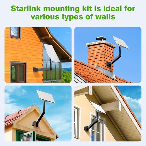 Starlink Mount - Long Wall Mount, Starlink Wall-Mounted Mount, Starlink Mounting Kit for Starlink Internet Kit Satellite, J-Mount Compatible with Starlink for Wall Eave Fascia Installation in Kuwait