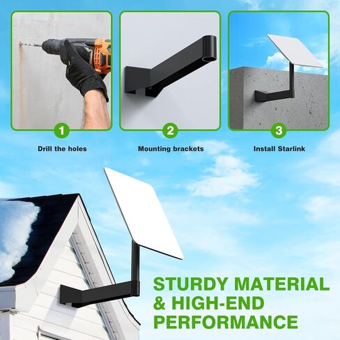 Starlink Mount - Long Wall Mount, Starlink Wall-Mounted Mount, Starlink Mounting Kit for Starlink Internet Kit Satellite, J-Mount Compatible with Starlink for Wall Eave Fascia Installation in Kuwait