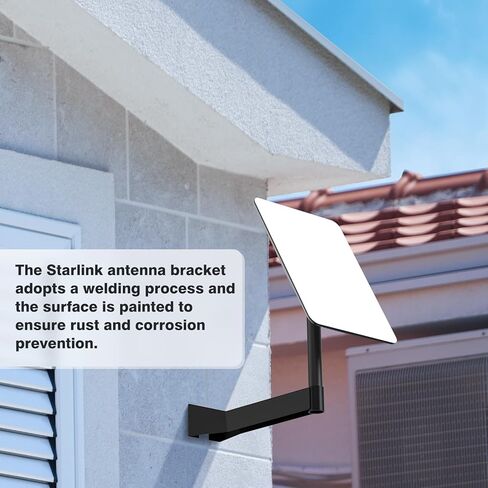 Starlink Mount - Long Wall Mount, Starlink Wall-Mounted Mount, Starlink Mounting Kit for Starlink Internet Kit Satellite, J-Mount Compatible with Starlink for Wall Eave Fascia Installation in Kuwait