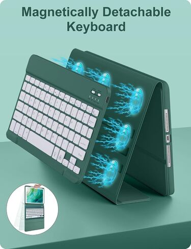 Hamile for iPad 9/8/7th Generation Case with Keyboard 10.2 Inch - Wireless | 7 Colors Backlit, Detachable Magnetic Folio Keyboard Cover, Pencil Holder, for iPad Pro 10.5-inch/Air 3rd Gen, Purple in Kuwait