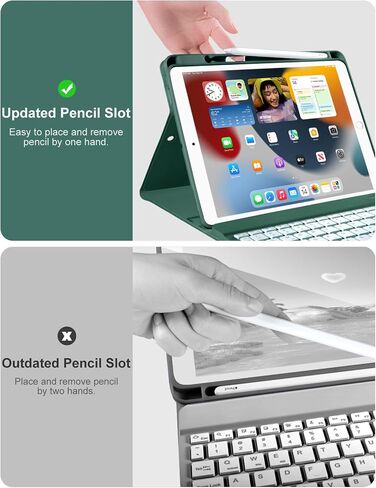 Hamile for iPad 9/8/7th Generation Case with Keyboard 10.2 Inch - Wireless | 7 Colors Backlit, Detachable Magnetic Folio Keyboard Cover, Pencil Holder, for iPad Pro 10.5-inch/Air 3rd Gen, Purple in Kuwait