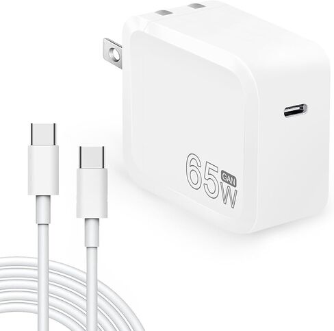 شاحن USB C بقدرة 65 وات، شاحن سفر سريع GaN مدمج وقابل للطي لأجهزة MacBook Pro وMacBook Air وSamsung Galaxy وi Pad Pro وجميع أجهزة USB C، يتضمن كابل USB C إلى C بطول 5.9 قدم in Kuwait