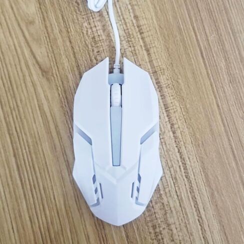 ماوس كمبيوتر LAXMR USB سلكي مع ماوس سلكي بإضاءة خلفية ملونة وتصميم عصري وحديث (أبيض). in Kuwait