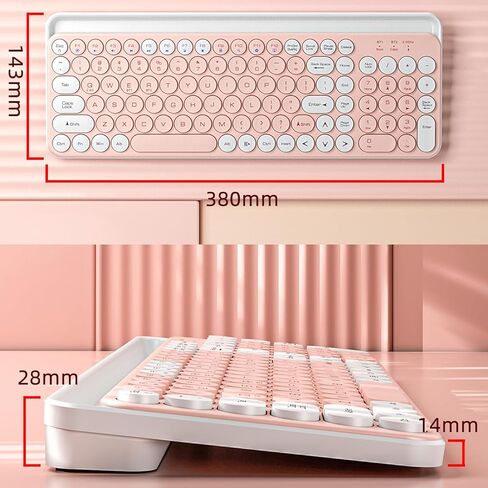 لوحة مفاتيح آلة كاتبة TISHLED لاسلكية 2.4 جيجا/بلوتوث 5.0 مع حامل هاتف لوحي وأغطية مفاتيح مستديرة جمالية صامتة مدمجة 105 مفتاح مع لوحة أرقام للأجهزة المتعددة، بطاريتان AAA، أبيض رمادي in Kuwait