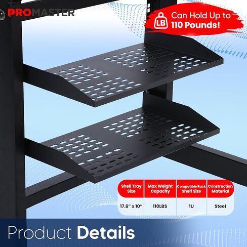 أرفف ProMaster 2-Pack مقاس 19 بوصة 1U: حامل عالمي لرفوف الخادم مقاس 19 بوصة، وتدفق هواء ثابت، وبنية شديدة التحمل، وعمق 10 بوصة، وحجم الدرج 19 بوصة × 10 بوصة × 1.7 بوصة. (العنصر: 10.63 × 2.56 × 19 بوصة .69 بوصة) in Kuwait