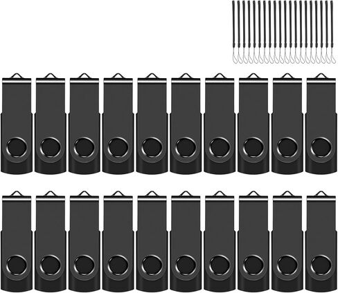 8GB 20-Pack USB Flash Drives Bulk EASTBULL USB 2.0 Thumb Drive,Black | Swivel Pen Drive with Lanyards for Data Storage 8GB 20 Packs Bulk Thumb Drives, Black in Kuwait