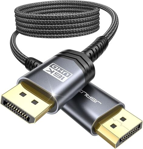 كابل JSAUX 10ft DisplayPort 2.1 لشاشة رسومات/ألعاب 5090,7900 | دقة 16K، معدل تحديث 240 هرتز، عرض النطاق الترددي 80 جيجابت في الثانية، دعم MST، كابل مجدول، HDR ديناميكي in Kuwait