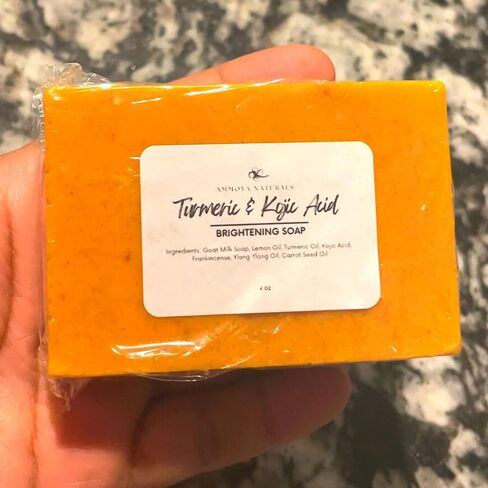 Turmeric and Kojic Skin Brightening Soap All Natural Gentle Cleanser for All Skin Types. Fights Acne, Reduces Dark Spots & Fades Scars. Face & Body Cleanser for Men, Women & Teens. (2 Pack) in Kuwait