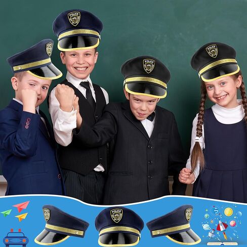 SGBETTER 8 عبوات من قبعة شرطة الأطفال، قبعة ضابط الشرطة، قبعة شرطي الشرطة للأطفال، إكسسوار أزياء الحفلات التنكرية in Kuwait