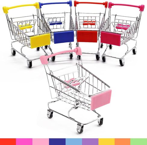 5 قطع من عربة التسوق الصغيرة، عربة يد صغيرة للسوبر ماركت، عربة تسوق، عربة تسوق، وضع عربة تخزين مكتب، العاب زينة in Kuwait