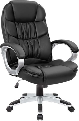 Homall Office Chair High Back Computer Desk Chair, PU Leather Adjustable Height Modern Executive Swivel Task Chair with Padded Armrests and Lumbar Support (Black) in Saudi Arabia