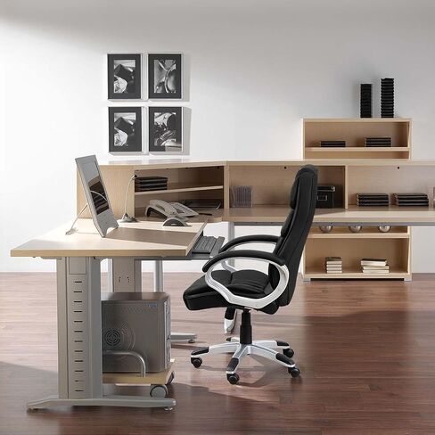 Homall Office Chair High Back Computer Desk Chair, PU Leather Adjustable Height Modern Executive Swivel Task Chair with Padded Armrests and Lumbar Support (Black) in Saudi Arabia