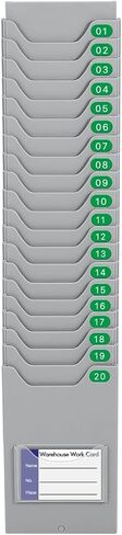 Flexzion Time Card Holder Wall Mount Expandable Time Clock Rack Single Row 20 Slot Rack Card Holder for 7 x 4.6-Inch Timesheets for Attendance Payroll Employee Assignment in Out Timecard Rack, Gray in Saudi Arabia