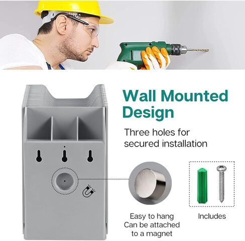 Flexzion Time Card Holder Wall Mount Expandable Time Clock Rack Single Row 20 Slot Rack Card Holder for 7 x 4.6-Inch Timesheets for Attendance Payroll Employee Assignment in Out Timecard Rack, Gray in Saudi Arabia