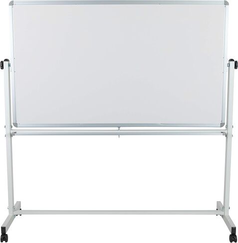 سلسلة Flash Furniture HERCULES مقاس 62.5 بوصة عرض × 62.25 بوصة ارتفاع لوحة إعلانات من الفلين المحمول قابلة للعكس ولوحة بيضاء مع صينية القلم in Saudi Arabia