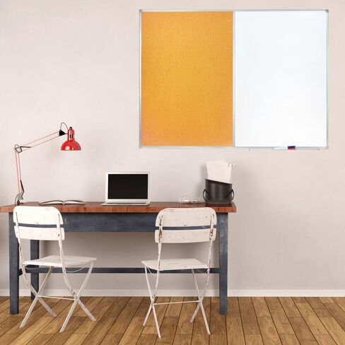 Lockways لوحة المسح الجاف المغناطيسي ومجموعة لوحة إعلانات الفلين، 36 × 24 بوصة لوحة تركيبة مغناطيسية إطار من الألومنيوم الفضي فائق النحافة in Kuwait