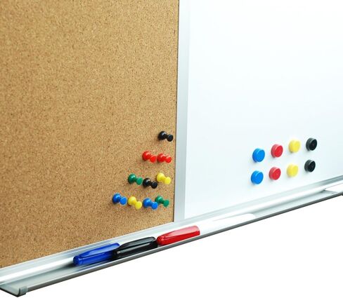 Lockways لوحة المسح الجاف المغناطيسي ومجموعة لوحة إعلانات الفلين، 36 × 24 بوصة لوحة تركيبة مغناطيسية إطار من الألومنيوم الفضي فائق النحافة in Kuwait