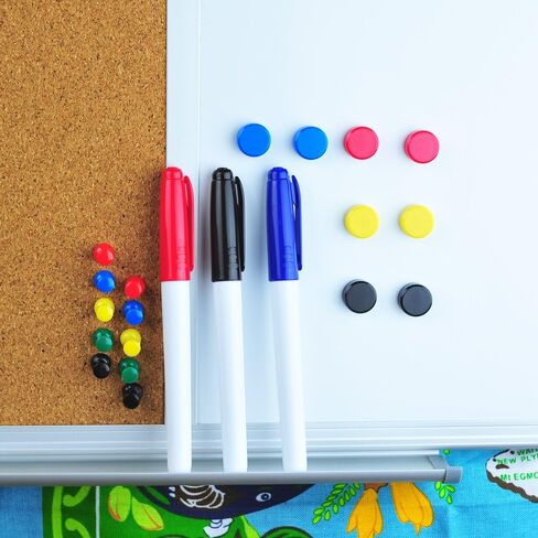 Lockways لوحة المسح الجاف المغناطيسي ومجموعة لوحة إعلانات الفلين، 36 × 24 بوصة لوحة تركيبة مغناطيسية إطار من الألومنيوم الفضي فائق النحافة in Kuwait