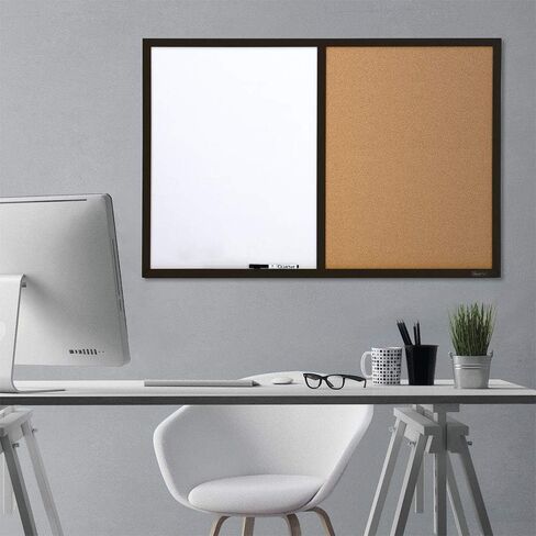 Quartet Combination Whiteboard & Corkboard, 2' x 3' Combo White Board & Cork Board, Black Frame (95223B) in Saudi Arabia