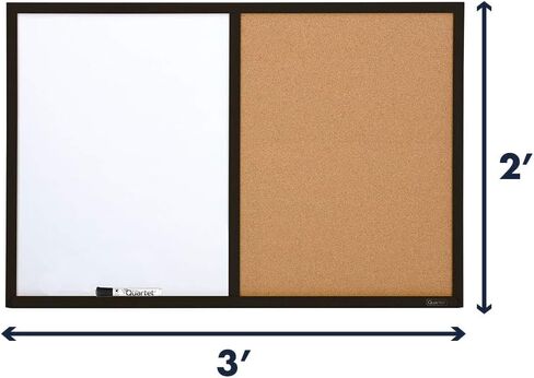 Quartet Combination Whiteboard & Corkboard, 2' x 3' Combo White Board & Cork Board, Black Frame (95223B) in Saudi Arabia