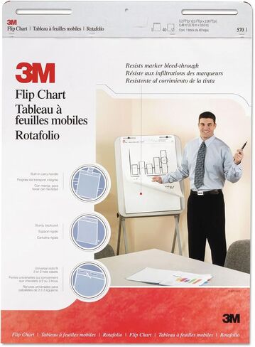 3M Flip Chart، 63.5 سم × 76.2 سم، أبيض، 40 ملاءة/وسائد، 2 حفاضات/كرتون MMM570 in Saudi Arabia