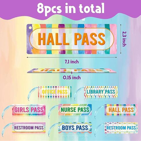 BeYumi 8 قطع ألوان مائية قوس قزح مغناطيسية قاعة الطلاب تمر قابلة لإعادة الاستخدام مقاومة للماء للفصل الدراسي بطاقة المرور مجموعة الحمام مرحاض يمر مكتبة ممرضة مكتب بنين بنات يمر لمعلم المدرسة الابتدائية in Kuwait