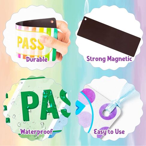 BeYumi 8 قطع ألوان مائية قوس قزح مغناطيسية قاعة الطلاب تمر قابلة لإعادة الاستخدام مقاومة للماء للفصل الدراسي بطاقة المرور مجموعة الحمام مرحاض يمر مكتبة ممرضة مكتب بنين بنات يمر لمعلم المدرسة الابتدائية in Kuwait