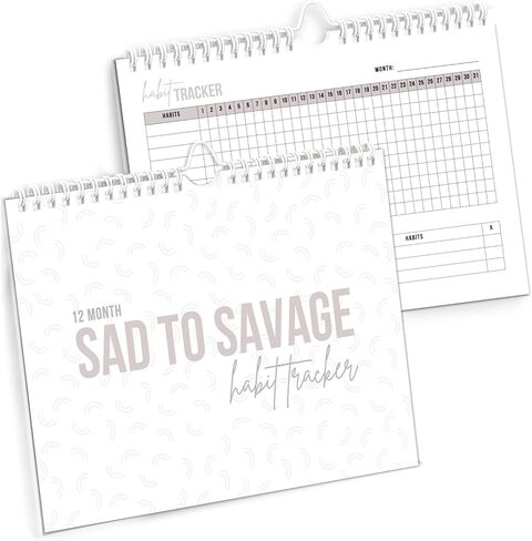 SAD TO SAVAGE Habit Tracker بقلم شيلبي ساكو - مجلة تعقب العادات اليومية مع التأكيدات والمواد التعليمية حول حلقة العادة لخلق عادات لتحسين حياتك in Saudi Arabia