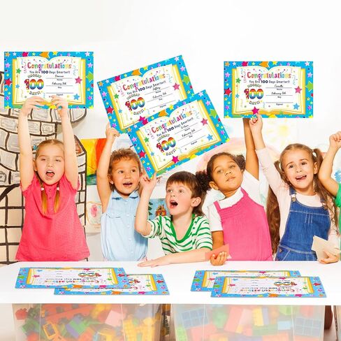 40 Pieces 100th Day of School Award Certificates, Colorful Happy 100th Day of School 100 Days Classroom Activities Certificate for Kids Kindergarten Preschool Primary High School Party (Fresh Style) in Kuwait