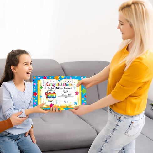 40 Pieces 100th Day of School Award Certificates, Colorful Happy 100th Day of School 100 Days Classroom Activities Certificate for Kids Kindergarten Preschool Primary High School Party (Fresh Style) in Kuwait
