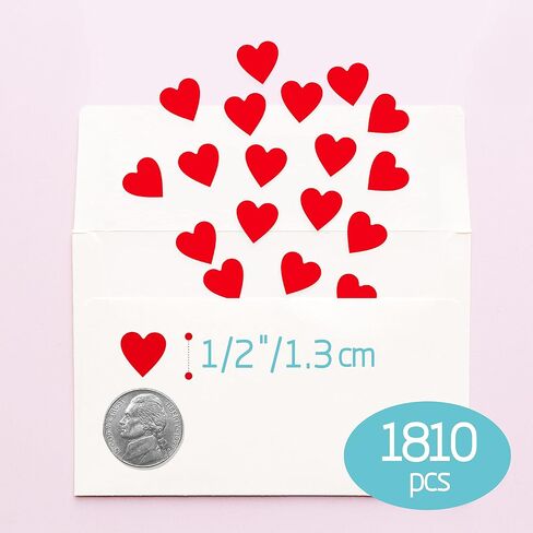 1716 PCS Holographic Red Heart Stickers, Sparkly Metallic Heart Sticker Self Adhesive Waterproof Reflective Heart Sticker Love Decorative Labels for Wedding, Valentine’s Day Supplies (0.5", 22 Sheets) in Kuwait