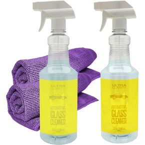 Powered by NANO MAGIC | Auto Glass Windshield Cleaner | 18 oz Spray & 2 Large Premium Microfiber Cloths | Optical-grade Streak Free Haze Free Safe on Glass, Mirrors, Infotainment