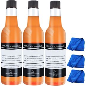 FIONEL 3pcs Car Glass Oil Film Stain Removal Cleaner, 150ML AutoGlass Oil Film Remover, Automotive Glass Oil Film Cleaner, Oil Film Remover for Car Window, Remove Dirt, Water Stains in Kuwait