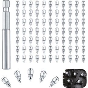 100 Pcs Tire Studs, Wheel Tyre Snow Studs with Installation Tool, Carbide Screw Tire Studs for Car Truck Snowmobile Bicycle ATV UTV Boot Anti-Slip Accessories in Saudi Arabia