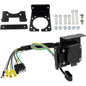 4 Pin to 7 Pin Trailer Adapter, Dual Output 4-Way Flat to 7-Way Round Blade Light Adapter, Utility Trailer Wiring Plug Connector Vehicle Tow Tools for RV Truck Trailer Towing Solutions in Kuwait