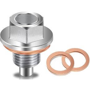 M12 x1.25 قابس تصريف الزيت - قابس تصريف الزيت المغناطيسي - قابس تصريف وعاء الزيت من الفولاذ المقاوم للصدأ الفاخر وقطعتين من الحشية النحاسية - استبدال مسمار وعاء الزيت لتويوتا/نيسان/إنفينيتي/لكزس، من DCWecher in Kuwait