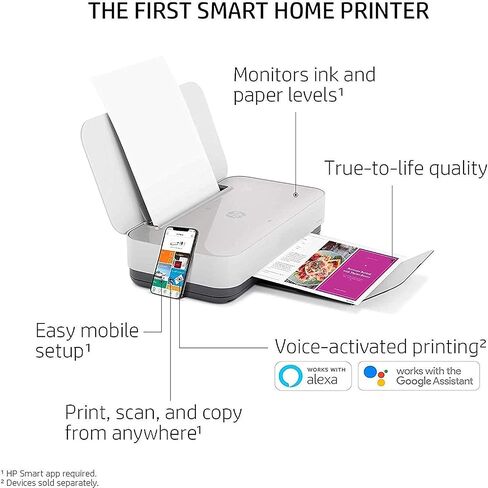 طابعة HP Tango الذكية اللاسلكية - الطباعة عن بعد عبر الهاتف المحمول، المسح الضوئي، النسخ، حبر HP الفوري، تعمل مع Alexa (2RY54A)، أبيض in Kuwait