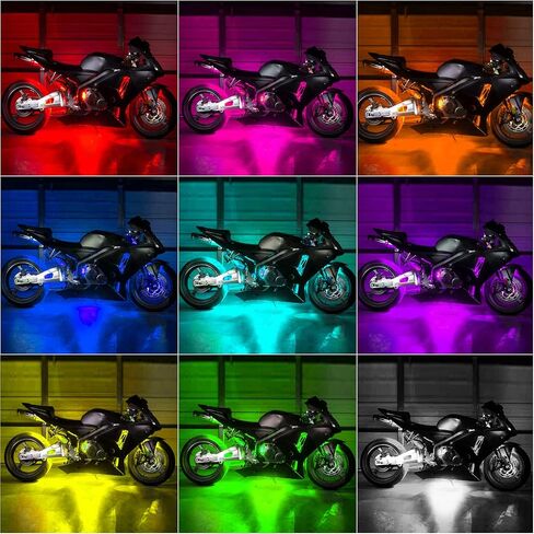 Nilight 8 قطع دراجة نارية RGB LED مجموعة إضاءة مقاومة للماء متعددة الألوان مصباح مع 4 مفاتيح RF لاسلكي عن بعد لهارلي ديفيدسون هوندا كاواساكي سوزوكي، ضمان لمدة عامين (TL-42) in Kuwait