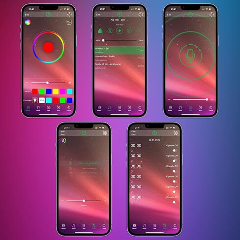 مصابيح LED للسيارة من orahon، تحكم ذكي في التطبيقات، مصابيح RGB داخل السيارة DIY وضع الموسيقى الديناميكي الملون 4 قطع أضواء شريطية للسيارات مع شاحن سيارة، تيار مستمر 12 فولت in Kuwait