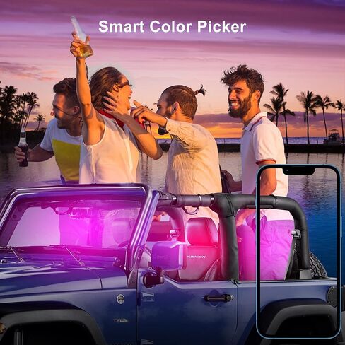 مصابيح LED للسيارة من orahon، تحكم ذكي في التطبيقات، مصابيح RGB داخل السيارة DIY وضع الموسيقى الديناميكي الملون 4 قطع أضواء شريطية للسيارات مع شاحن سيارة، تيار مستمر 12 فولت in Kuwait