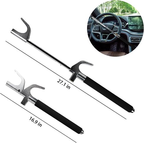 قفل عجلة القيادة مضاد للسرقة من اناليم، قفل عجلة عالمي بطول قابل للتعديل مناسب للمركبات، قفل امان للسيارة مع مطرقة امان للهروب in Kuwait