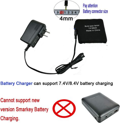 سماركي شاحن محول بطارية 8.4 فولت للسترة الحرارية والسترة الحرارية وغطاء الرأس الحراري (موصل 4.0 ملم سهل الاستخدام في الهواء الطلق والسفر in Kuwait