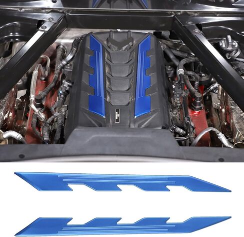 غطاء لوحة خليج محرك Sekhyna قطعتين متوافق مع Corvette C8 Stingray 2020-2023 غطاء المحرك يسار يمين واقٍ لمقاومة درجات الحرارة العالية وملحقات غطاء الكسوة (أزرق) in Kuwait
