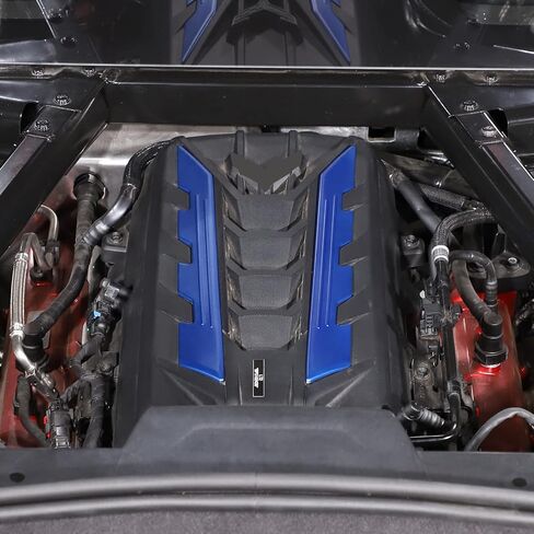غطاء لوحة خليج محرك Sekhyna قطعتين متوافق مع Corvette C8 Stingray 2020-2023 غطاء المحرك يسار يمين واقٍ لمقاومة درجات الحرارة العالية وملحقات غطاء الكسوة (أزرق) in Kuwait