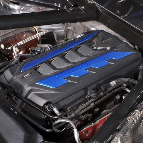 غطاء لوحة خليج محرك Sekhyna قطعتين متوافق مع Corvette C8 Stingray 2020-2023 غطاء المحرك يسار يمين واقٍ لمقاومة درجات الحرارة العالية وملحقات غطاء الكسوة (أزرق) in Kuwait