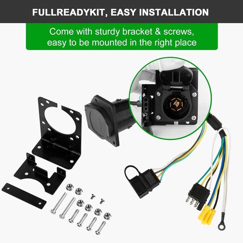 4 Pin to 7 Pin Trailer Adapter, Dual Output 4-Way Flat to 7-Way Round Blade Light Adapter, Utility Trailer Wiring Plug Connector Vehicle Tow Tools for RV Truck Trailer Towing Solutions in Kuwait