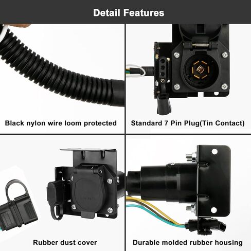 4 Pin to 7 Pin Trailer Adapter, Dual Output 4-Way Flat to 7-Way Round Blade Light Adapter, Utility Trailer Wiring Plug Connector Vehicle Tow Tools for RV Truck Trailer Towing Solutions in Kuwait