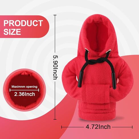 ZHSMS Gear Shift Hoodie، غطاء رأس ناقل الحركة العالمي المحسن، غطاء رأس ناقل الحركة المضحك، 6.3 بوصة تزيين واقي عصا ناقل الحركة (مختلط أسود/أحمر) in Kuwait