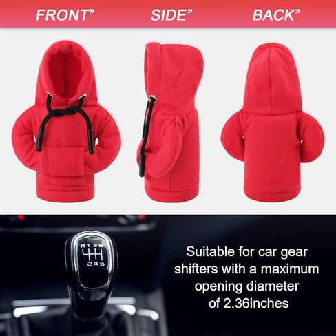 ZHSMS Gear Shift Hoodie، غطاء رأس ناقل الحركة العالمي المحسن، غطاء رأس ناقل الحركة المضحك، 6.3 بوصة تزيين واقي عصا ناقل الحركة (مختلط أسود/أحمر) in Kuwait
